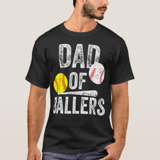 Camiseta Papá de Atletas Divertido Papá de Béisbol y Softbo