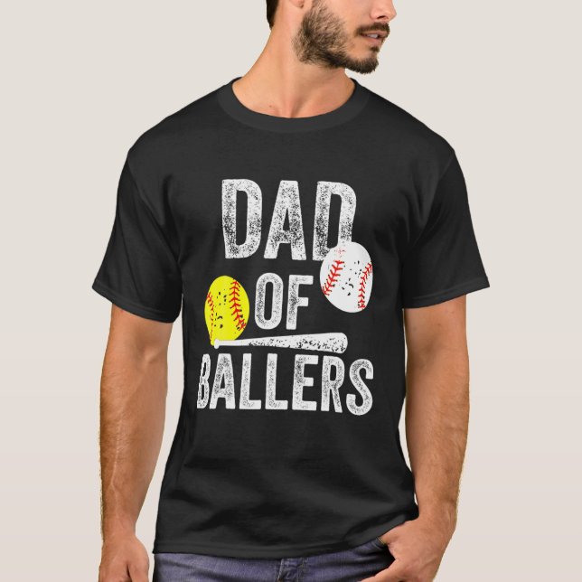 Camiseta Papá De Ballers T Gracioso Regalo De Bóisbol De (Anverso)