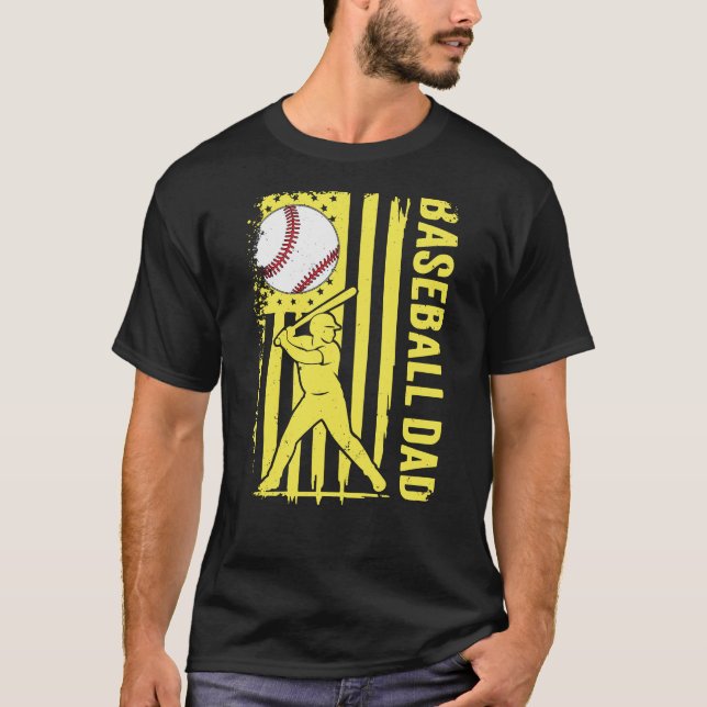 Camiseta Papá de béisbol bandera de EE. UU. (Anverso)