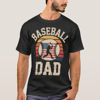 Camiseta Papá de béisbol estilo bandera americana retro