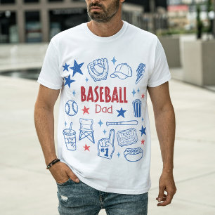 Camiseta Papá de Béisbol Iconos Retro de Día de Juego