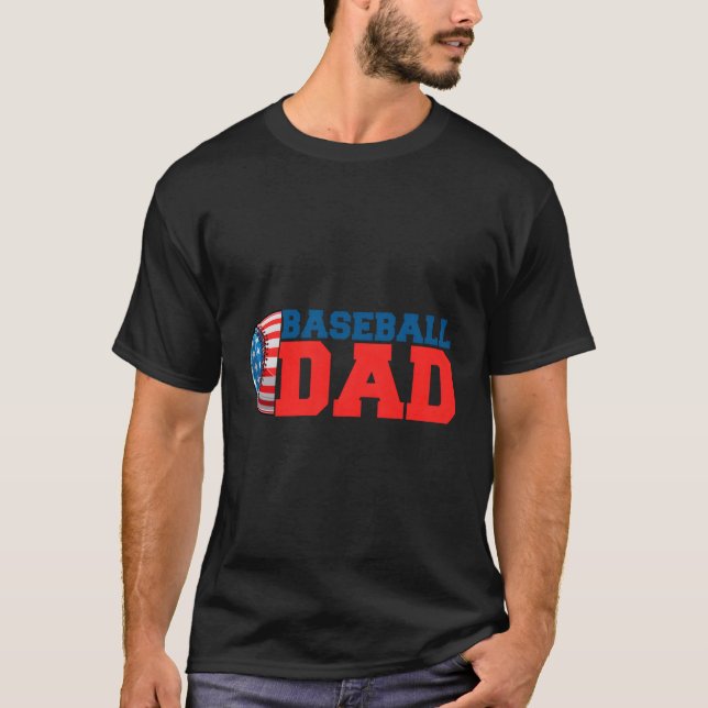 Camiseta Papá De Béisbol Padre Estadounidense Día Deportivo (Anverso)