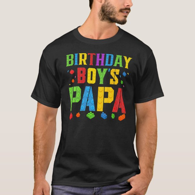 Camiseta Papa de Birthday Boy bloquea Master Builder Brick  (Anverso)