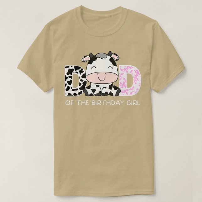 Camiseta Papá de cumpleaños para el Chica Daddy Cow Farm Bi (Diseño del anverso)