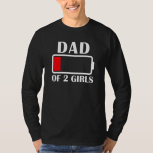 Camiseta Papá De Dos Chicas Con Batería Baja, Papá De Dos H