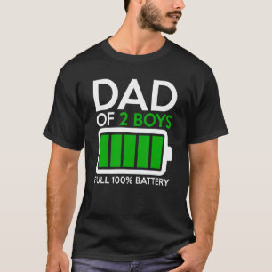 Camiseta Papá De Dos Chicos Con Batería Completa, Padre