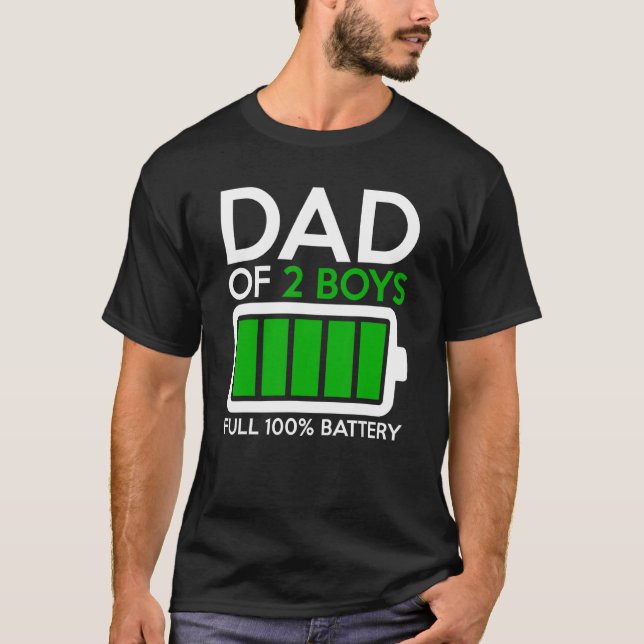 Camiseta Papá De Dos Chicos Con Batería Completa, Padre (Anverso)