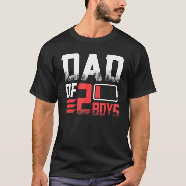 Camiseta Papá De Dos Niños Con Batería Baja (Anverso)