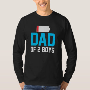 Camiseta Papá De Dos Niños Con Batería Baja Cansado Humor P