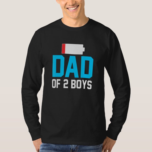 Camiseta Papá De Dos Niños Con Batería Baja Cansado Humor P (Anverso)