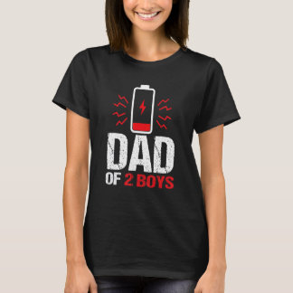 Camiseta Papá De Dos Niños Con Batería Baja Con Dos Hijos T