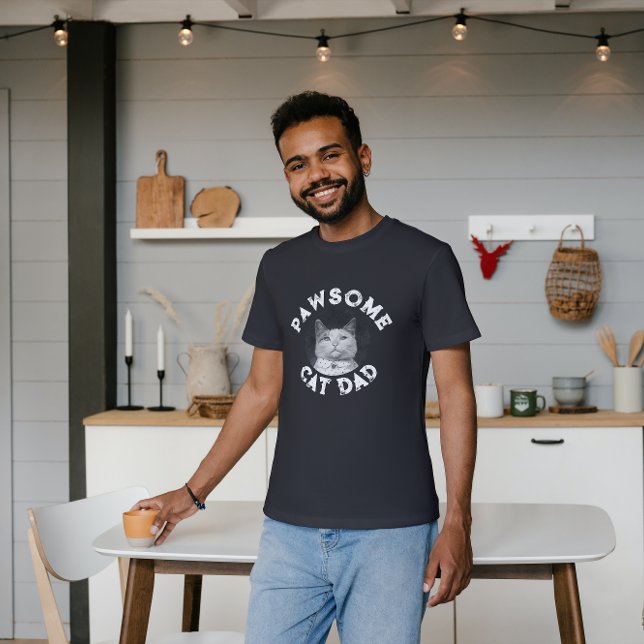 Camiseta Papa de gato atractiva - Foto personalizada de gat (Subido por el creador)