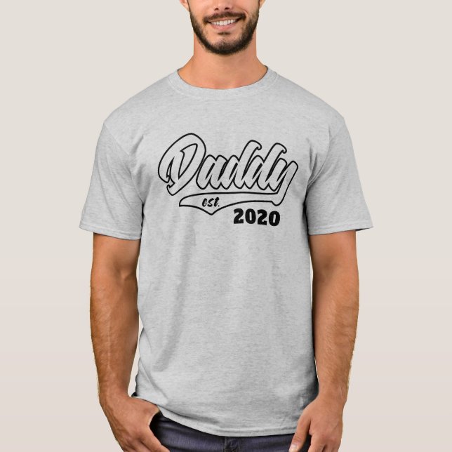 Camiseta Papá de guión de béisbol establecido en año (Anverso)