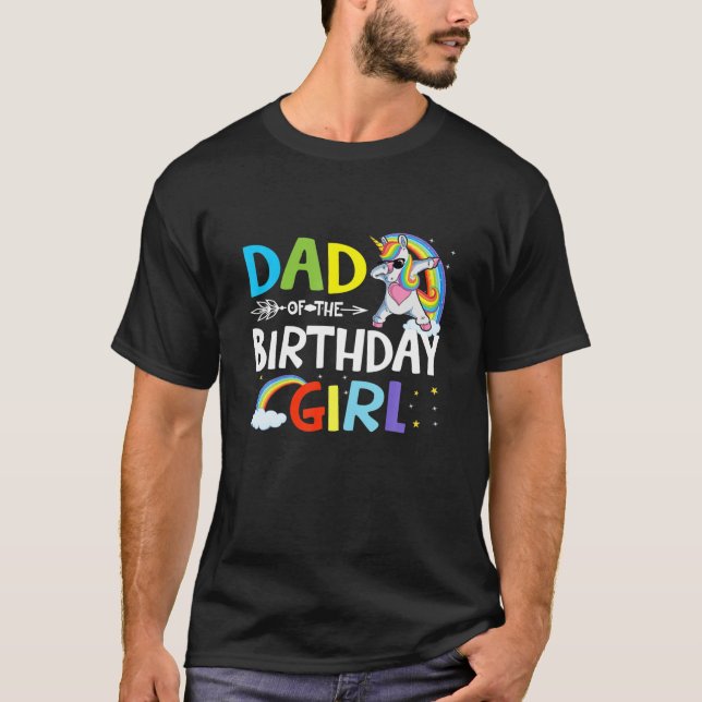 Camiseta Papá De La Chica De Cumpleaños, Funny Dabbing Unic (Anverso)