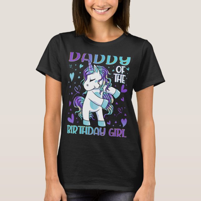 Camiseta Papá de la Chica de cumpleaños muere Unicornio pap (Anverso)