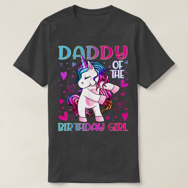 Camiseta Papá de la Chica de cumpleaños muere Unicornio pap (Diseño del anverso)