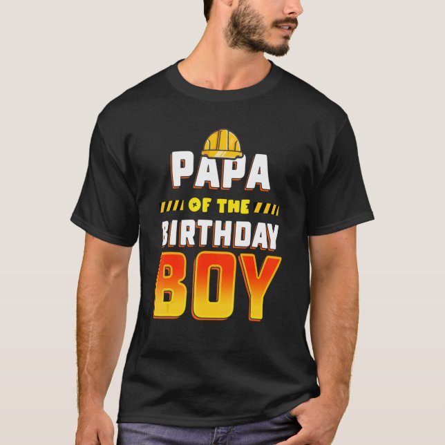 Camiseta Papá De La Construcción Del Niño De Cumpleaños Par (Anverso)