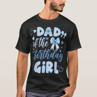 Camiseta Papá De La Cumpleañera Lazo Azul Bonito A juego