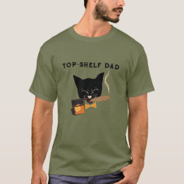 Camiseta Papá de la estante superior con un gato sofisticad