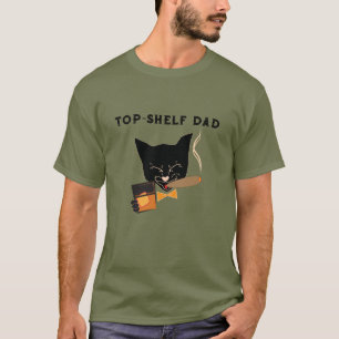 Camiseta Papá de la estante superior con un gato sofisticad