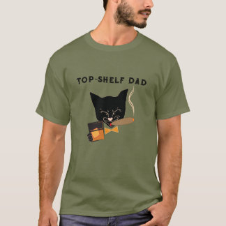 Camiseta Papá de la estante superior con un gato sofisticad