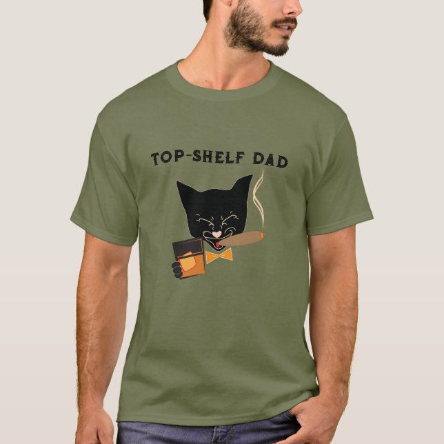 Camiseta Papá de la estante superior con un gato sofisticad (Anverso)