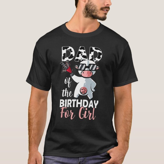 Camiseta Papá De La Familia Chica De Cumpleaños Vaca Primer (Anverso)