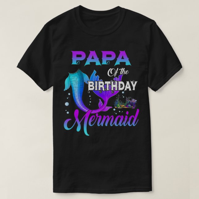 Camiseta Papá De La Familia De La Sirenita De Cumpleaños (Diseño del anverso)