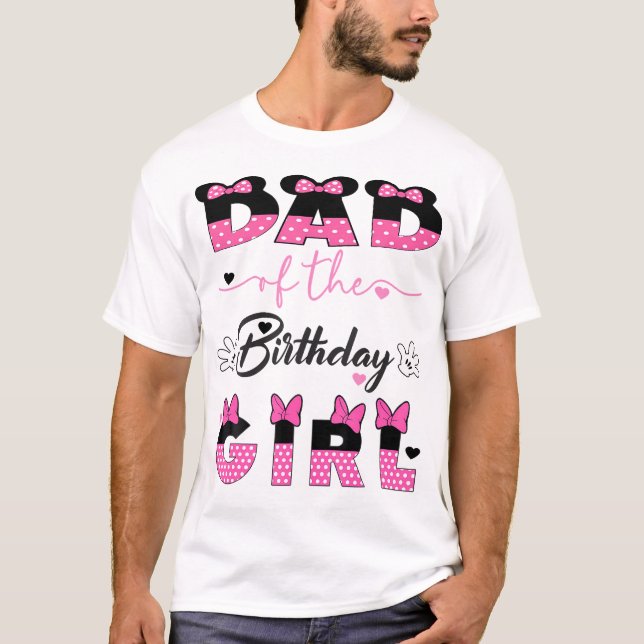Camiseta Papá De La Familia De Ratón Chica De Cumpleaños Qu (Anverso)