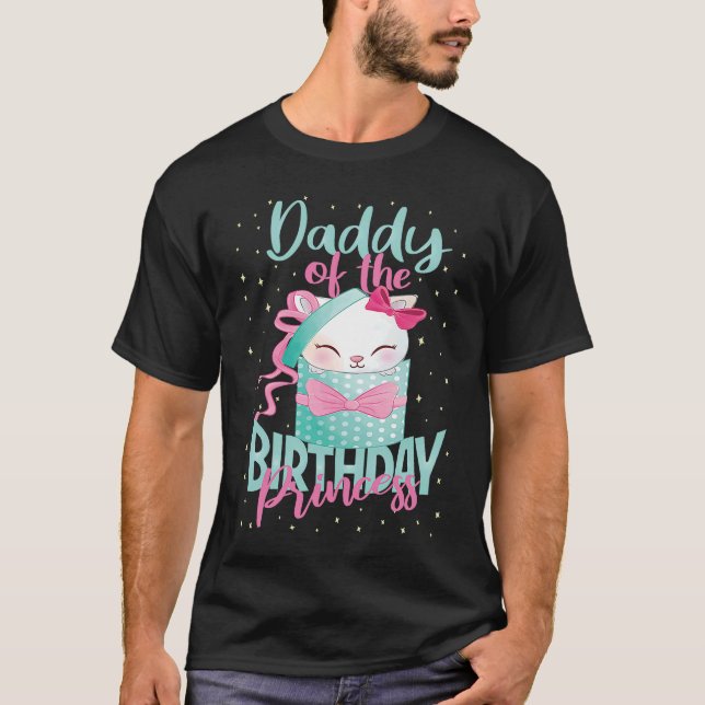 Camiseta Papá De La Princesa De Cumpleaños Chicas Gato Kitt (Anverso)