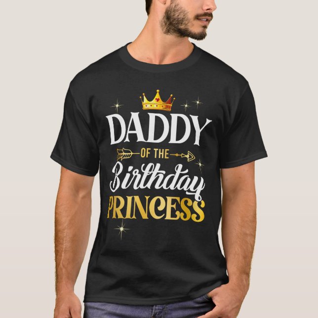Camiseta Papa de la Princesa de Cumpleaños Niña Fiesta Comb (Anverso)