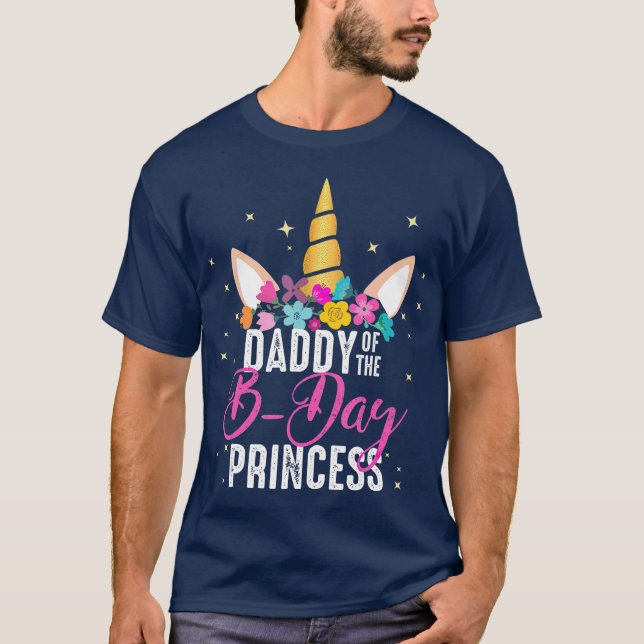 Camiseta Papá De La Princesa Del Día B Padre Regala Unicorn (Anverso)