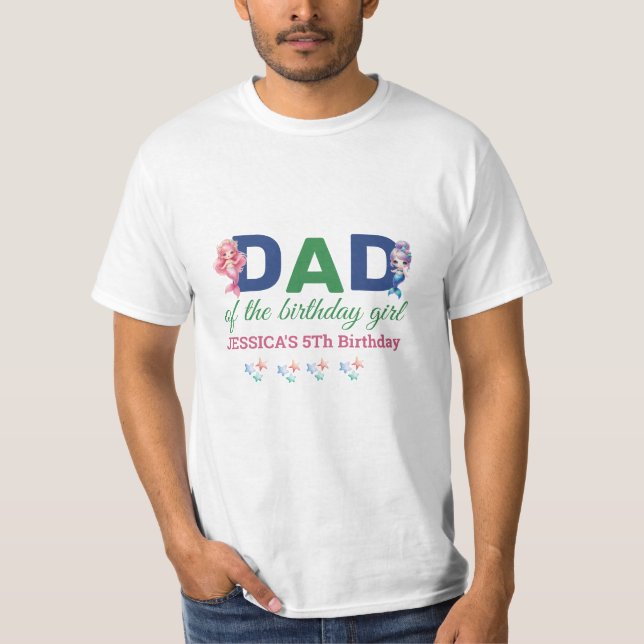 Camiseta Papá De La Sirenita Chica De 5 Años (Anverso)