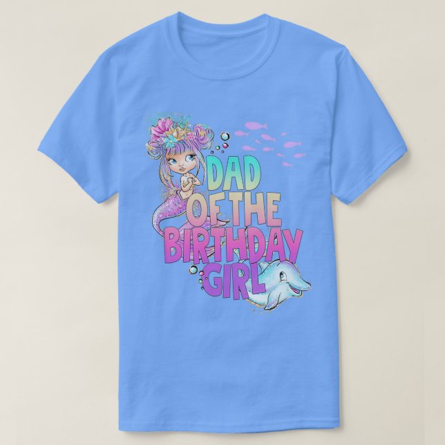 Camiseta Papá De La Sirenita Chica De Cumpleaños Chica 1 (Diseño del anverso)