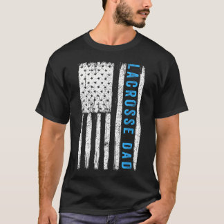 Camiseta Papá de Lacrosse Vintage Bandera Americana de EE.