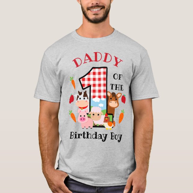 Camiseta Papá de los animales de granja en el primer cumple (Anverso)