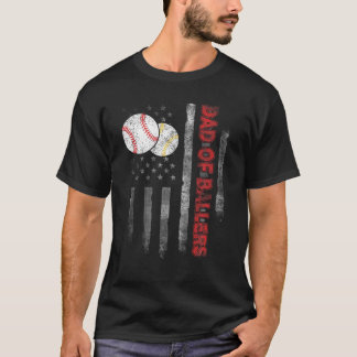 Camiseta Papá De Los Ballers Bandera Americana Béisbol Futb