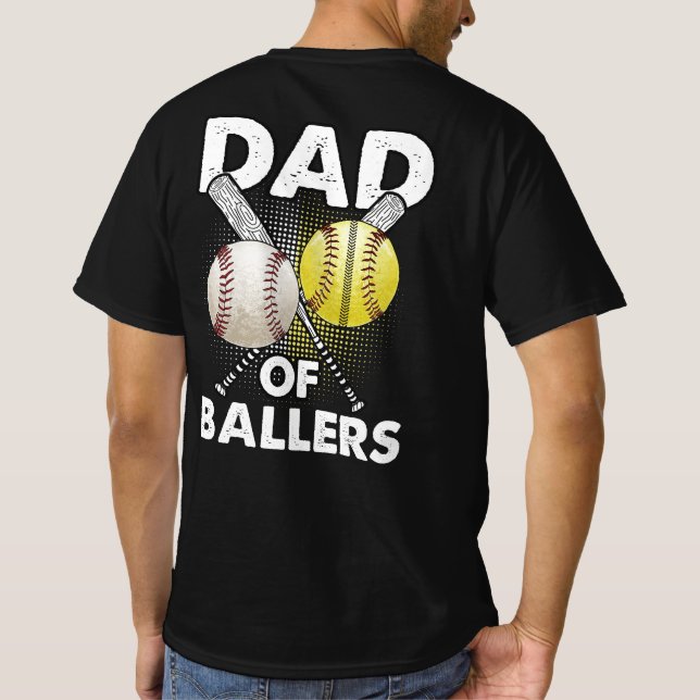 Camiseta Papá de los Ballers, papá de un jugador de béisbol (Reverso)