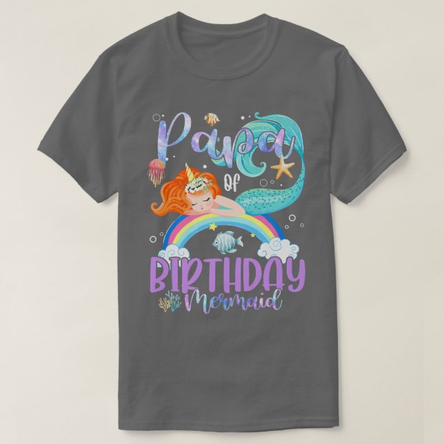 Camiseta Papá De Los Chicas De Cumpleaños Mermaid Magic Fam (Diseño del anverso)