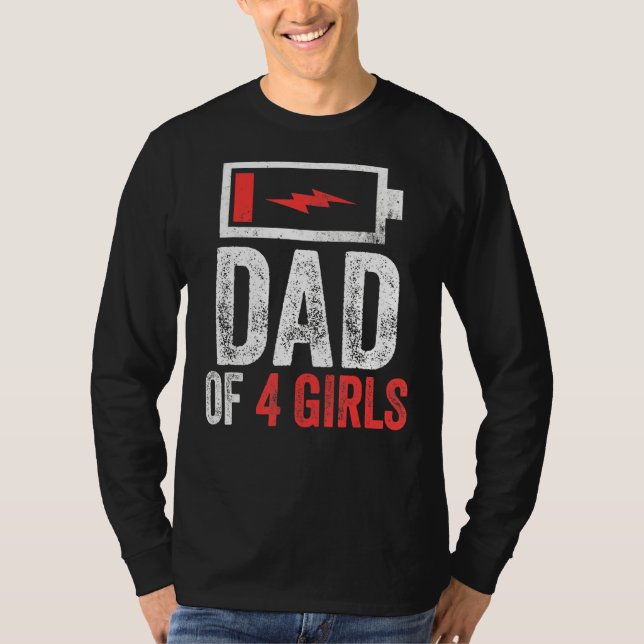 Camiseta Papá de los cuatro Chicas del nacimiento del día d (Anverso)