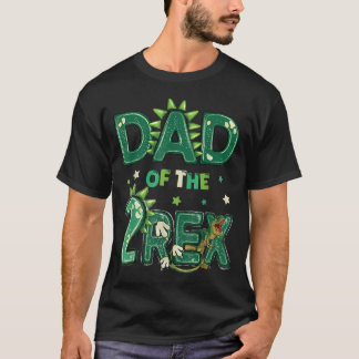 Camiseta Papá De Los Dos Rex Cumpleaños Dinosaurio Familia