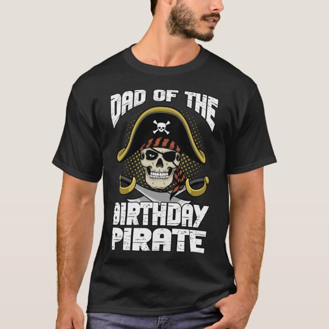 Camiseta Papá de los Fiestas de los piratas de cumpleaños D (Anverso)