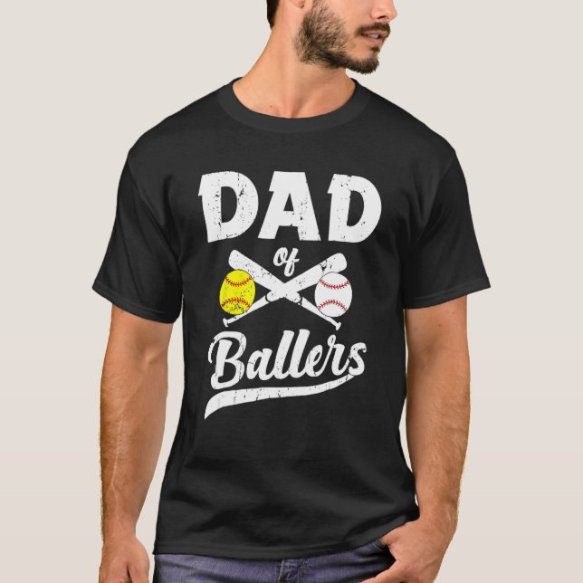 Camiseta Papá de los jugadores de sóftbol y béisbol Papá Pa (Anverso)