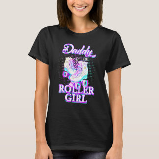 Camiseta Papa de Roller Girl Patinaje de Cumpleaños Partido
