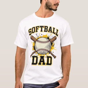 Camiseta Papá de Sóftbol Diseño Vintage Universitario Bats 