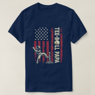 Camiseta Papa de Tee-Ball Patriótico de Béisbol