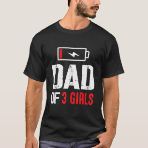 Camiseta Papá De Tres Chicas Hijas Agotadas Poder Feliz Gra