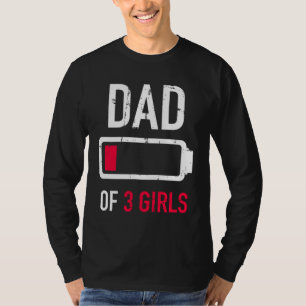 Camiseta Papá de tres chicas regalo de batería baja para el