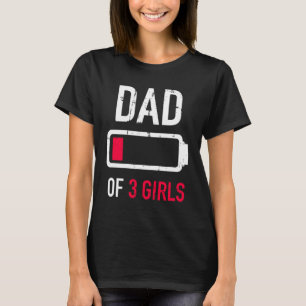 Camiseta Papá de tres chicas regalo de batería baja para el
