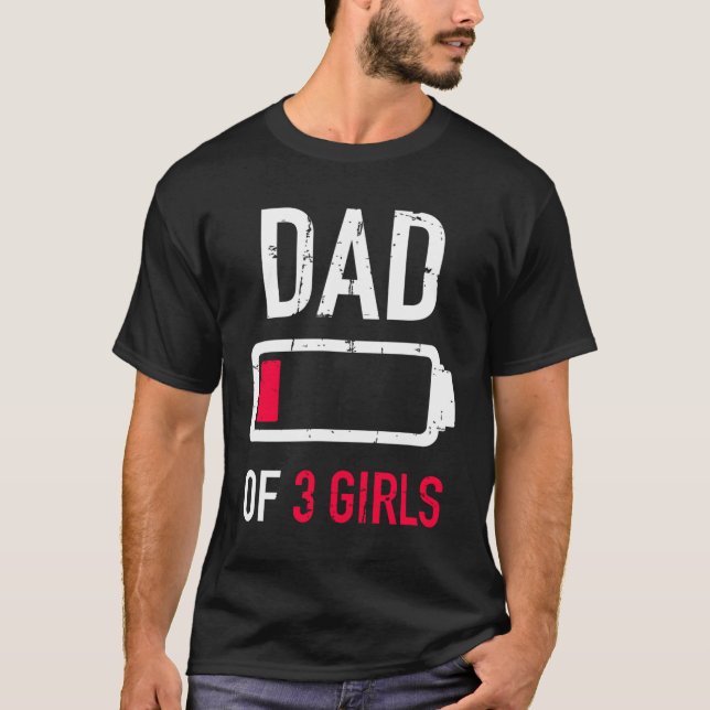Camiseta Papá de tres chicas regalo de batería baja para el (Anverso)